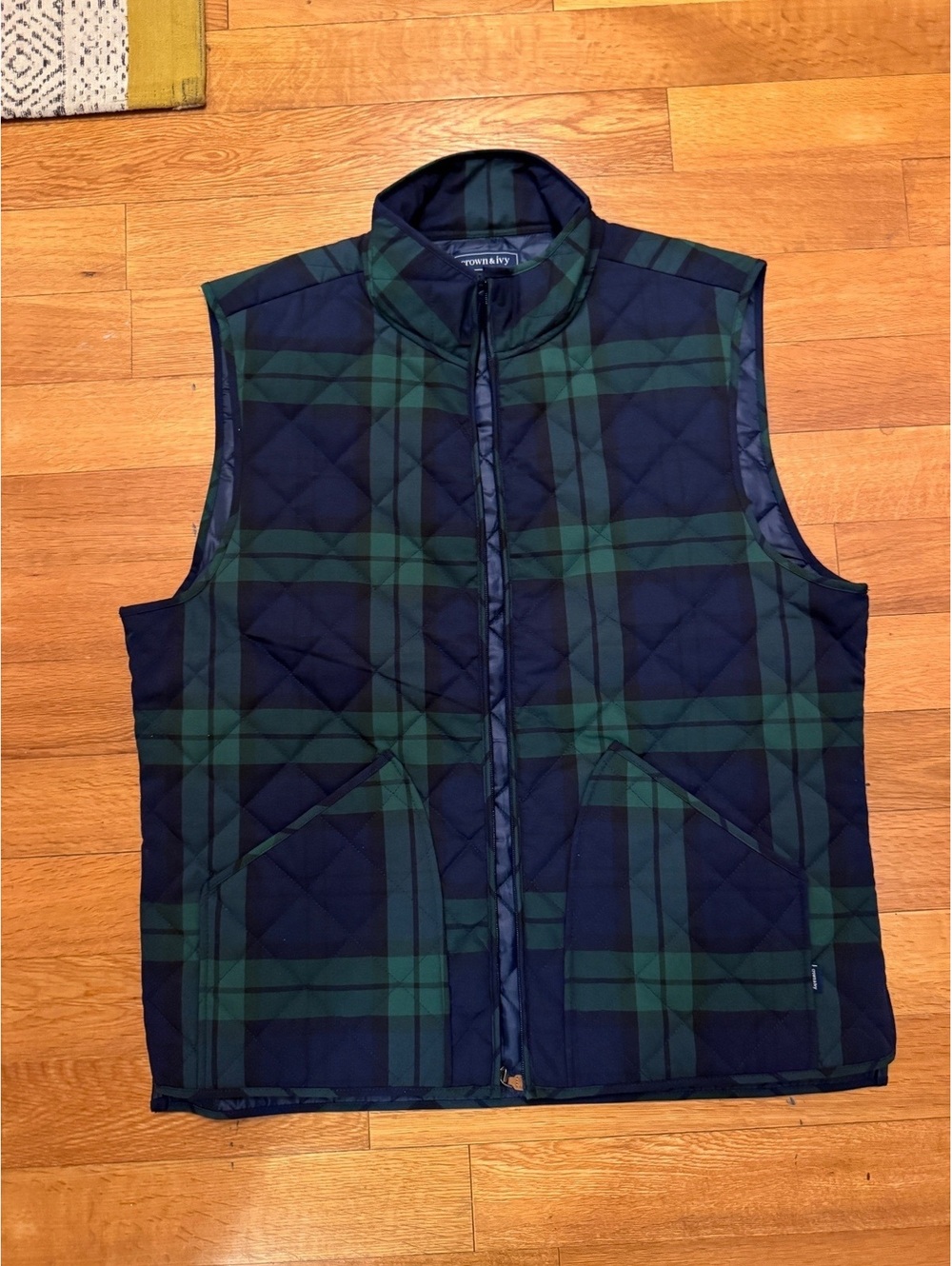 Blue/green Plaid quilted vest